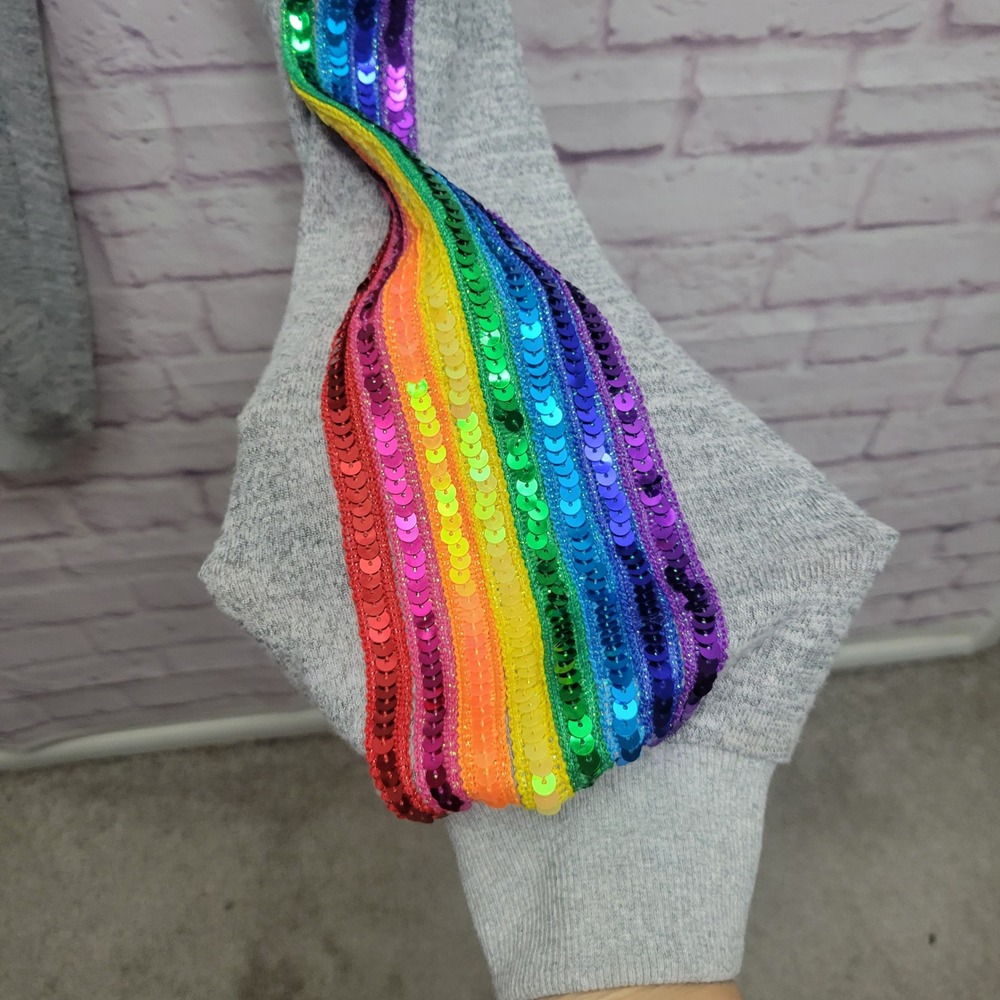 Lola + The Boys Rainbow Sequin Sweatpants Adult M Gray Y2K Festival Pride‎ Glam - Picture 5 of 9